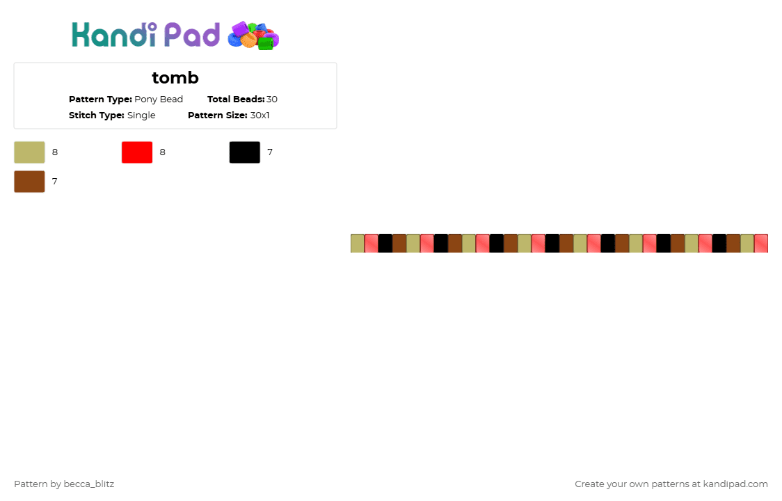 tomb - Pony Bead Pattern by the-spark-chamber on Kandi Pad - beige,red