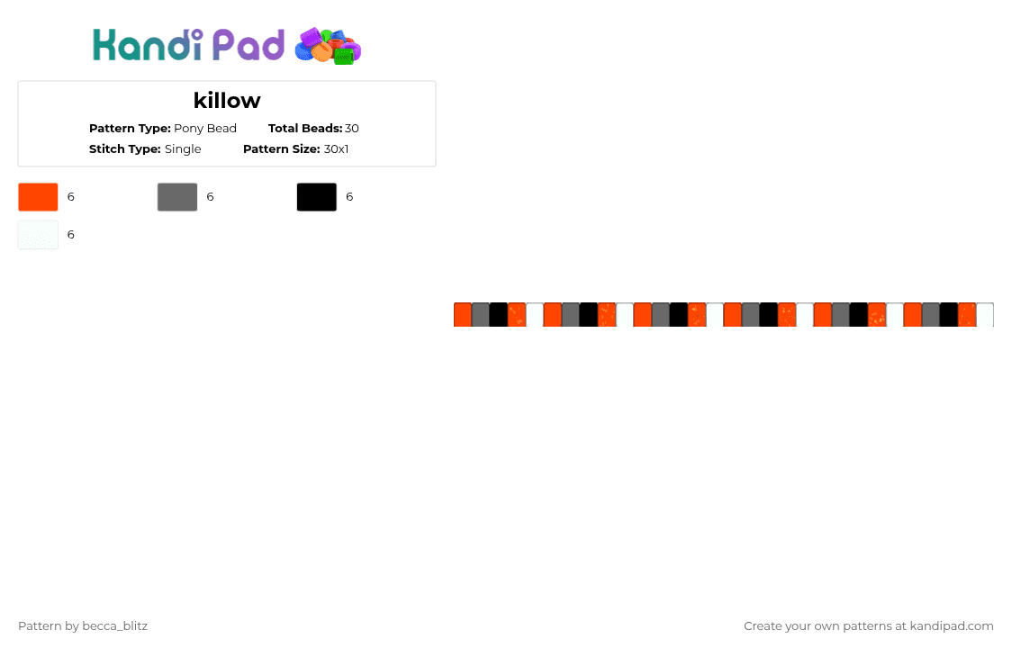 killow - Pony Bead Pattern by the-spark-chamber on Kandi Pad - red,gray