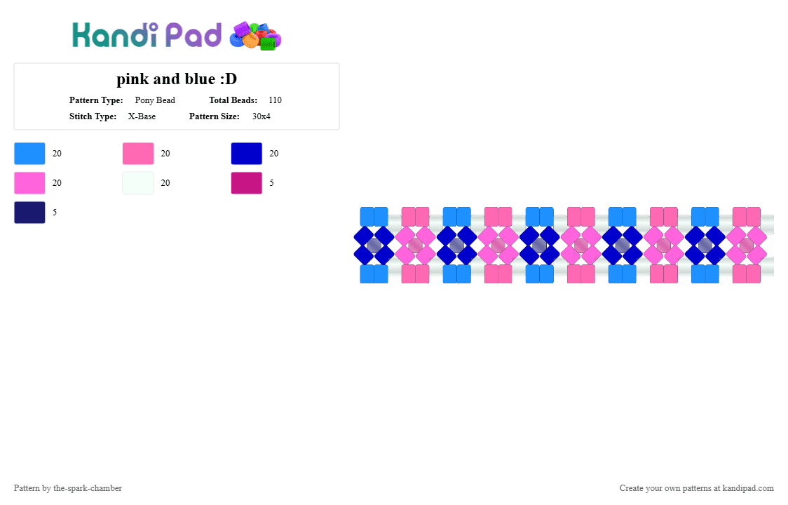 pink and blue :D - Pony Bead Pattern by the-spark-chamber on Kandi Pad - pink