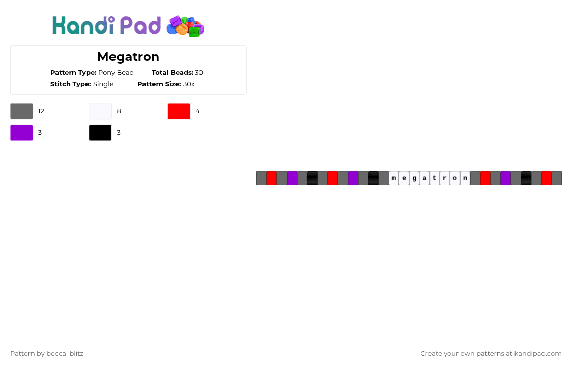 Megatron - Pony Bead Pattern by the-spark-chamber on Kandi Pad - gray