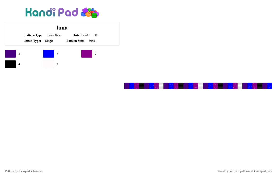 luna - Pony Bead Pattern by the-spark-chamber on Kandi Pad - purple,pink