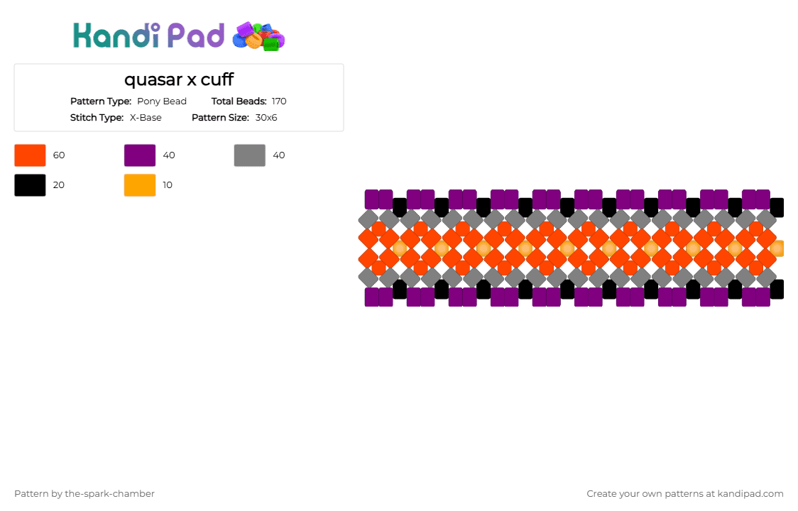 quasar x cuff - Pony Bead Pattern by the-spark-chamber on Kandi Pad - pink,red,gray