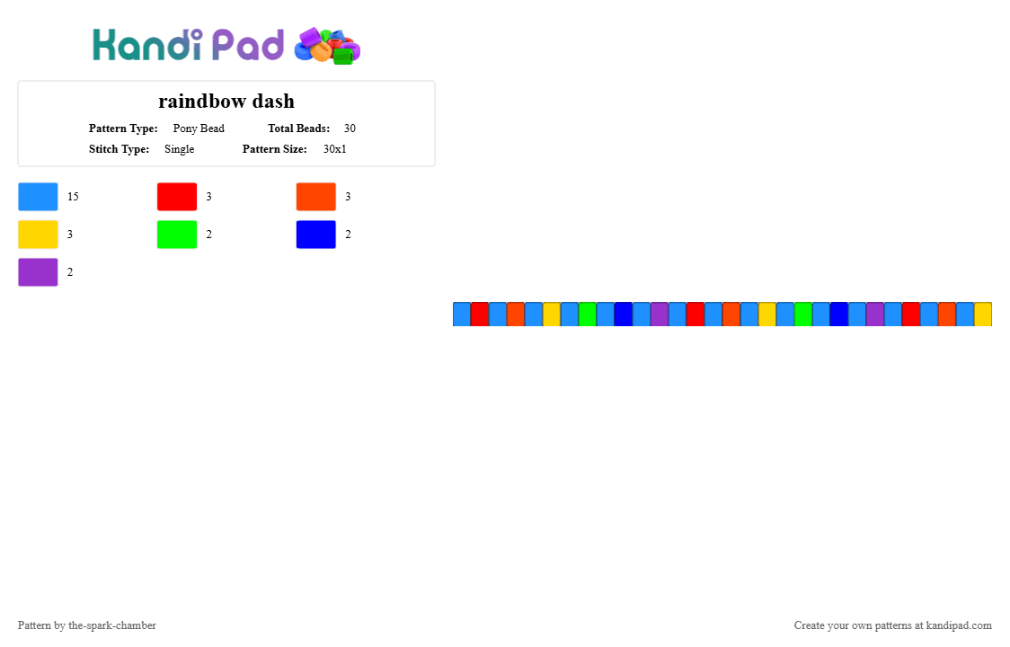 raindbow dash - Pony Bead Pattern by the-spark-chamber on Kandi Pad - light blue,red