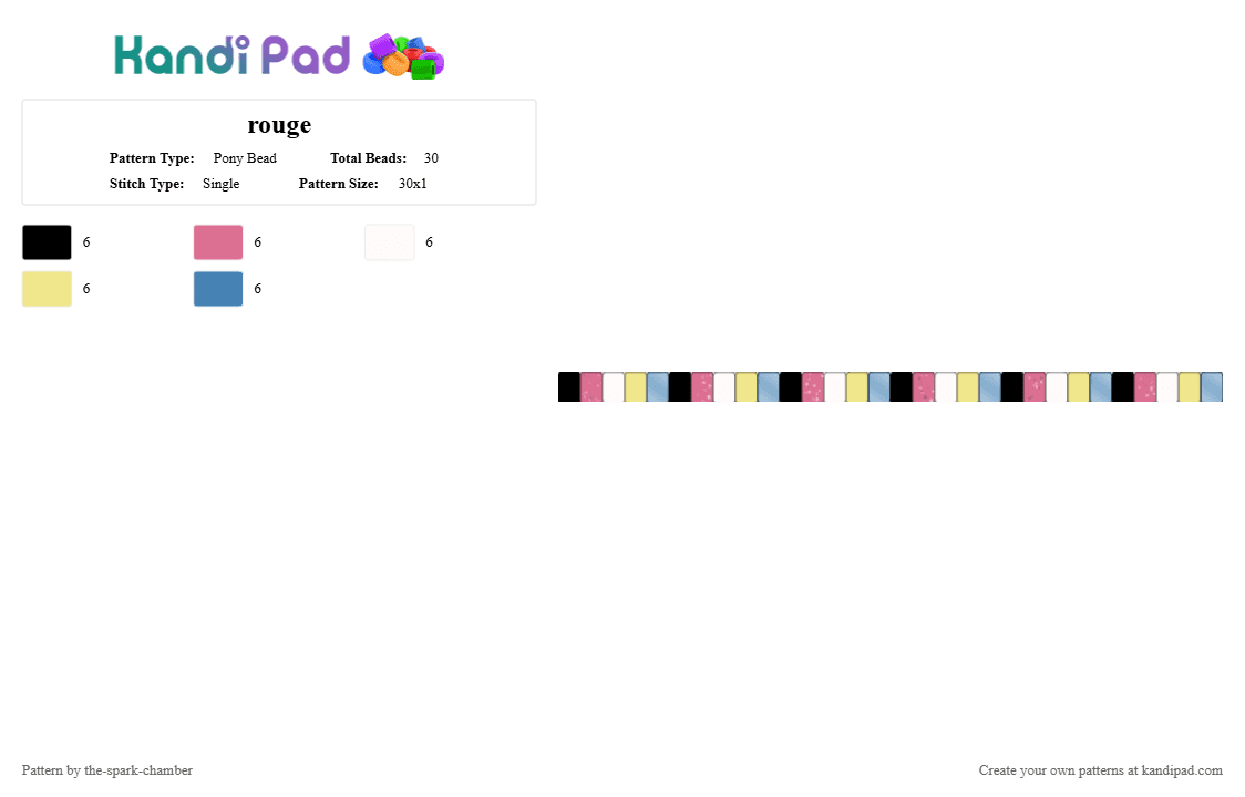 rouge - Pony Bead Pattern by the-spark-chamber on Kandi Pad - pink,yellow,blue