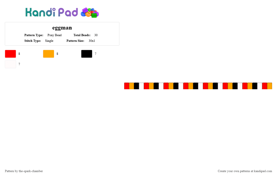 eggman - Pony Bead Pattern by the-spark-chamber on Kandi Pad - red,orange