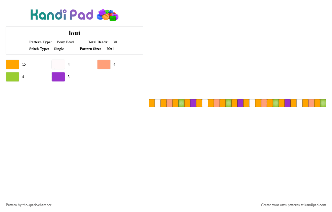 loui - Pony Bead Pattern by the-spark-chamber on Kandi Pad - orange