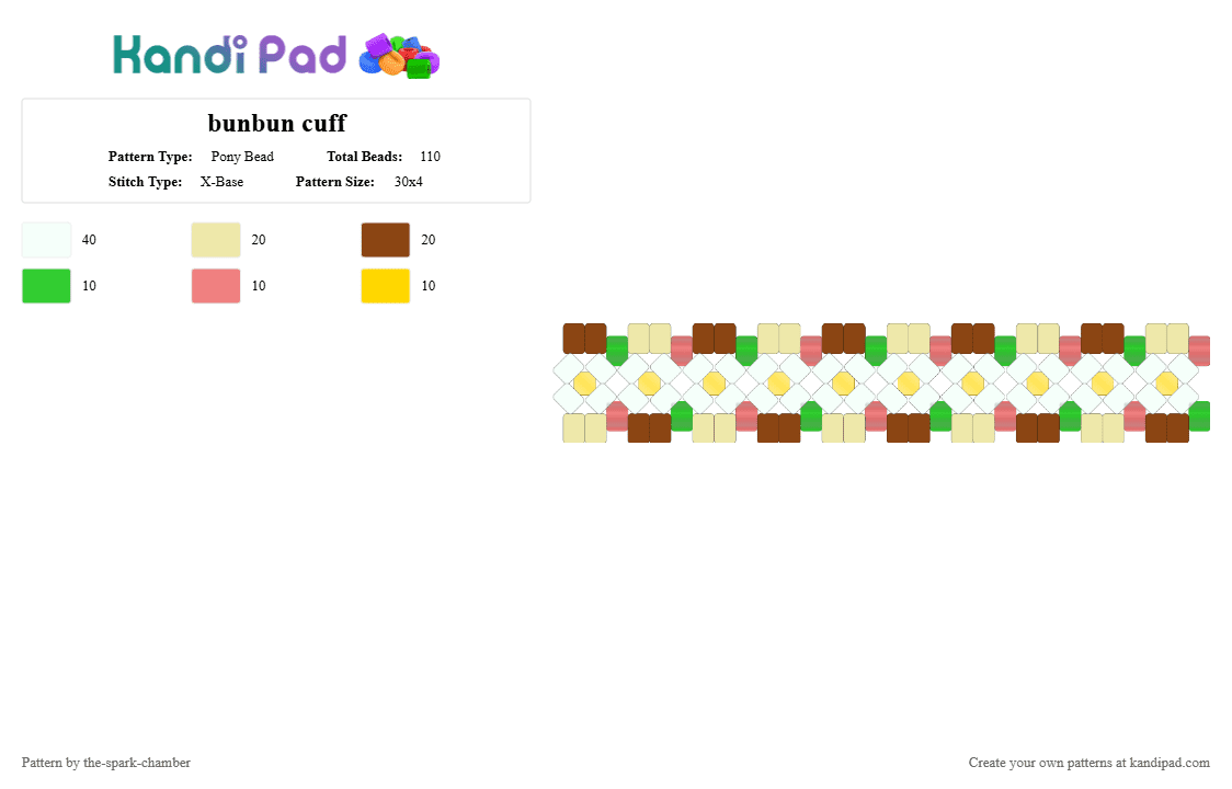 bunbun cuff - Pony Bead Pattern by the-spark-chamber on Kandi Pad - yellow,red