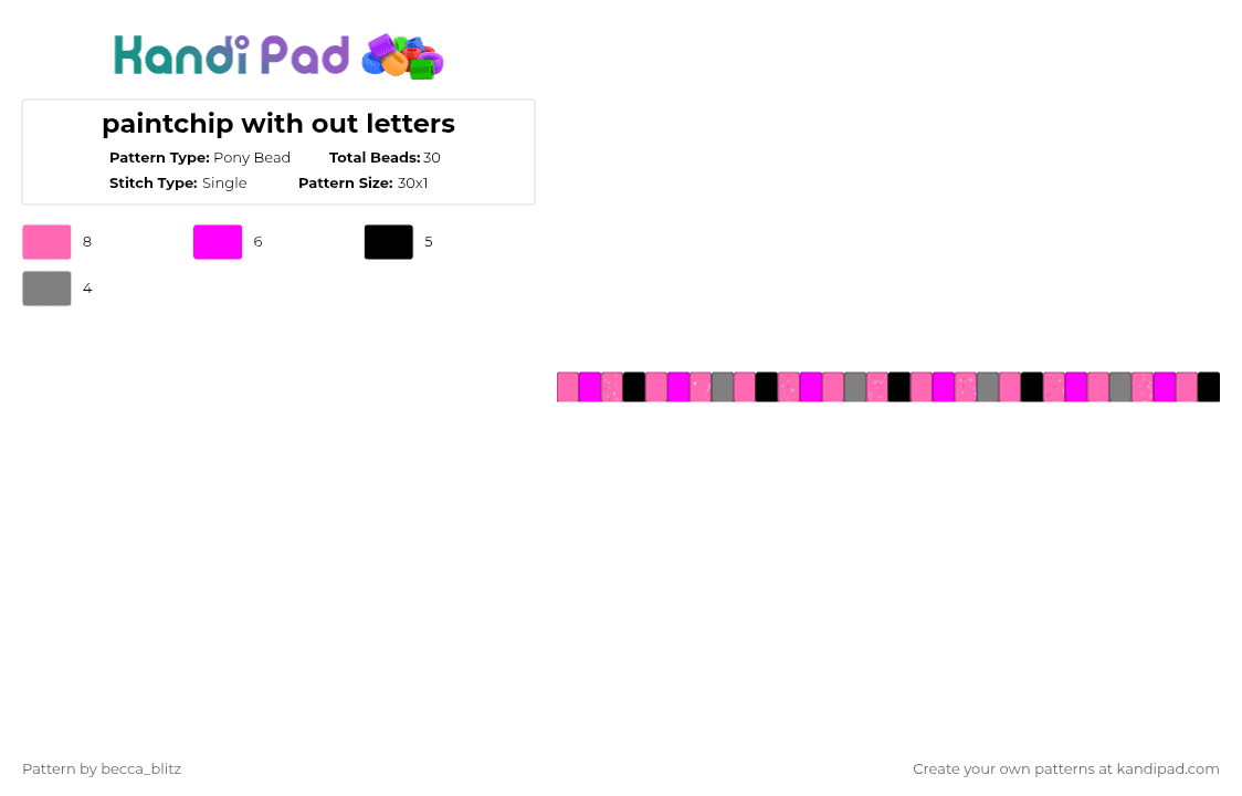 paintchip with out letters - Pony Bead Pattern by the-spark-chamber on Kandi Pad - pink