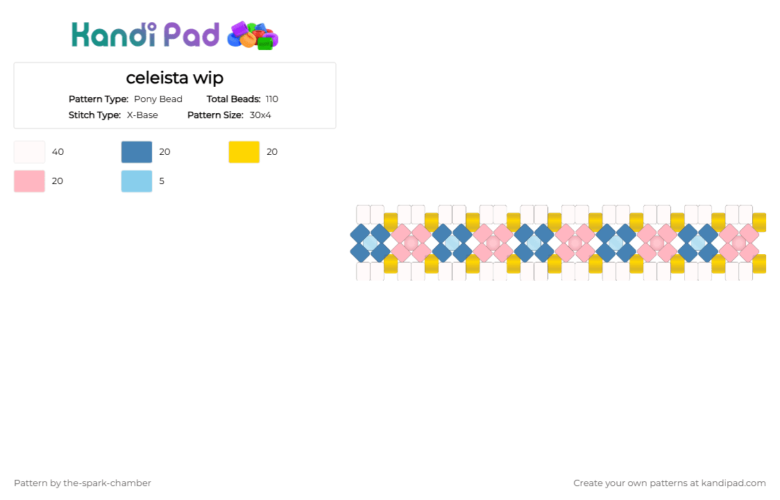 celeista wip - Pony Bead Pattern by the-spark-chamber on Kandi Pad - blue,yellow,pink