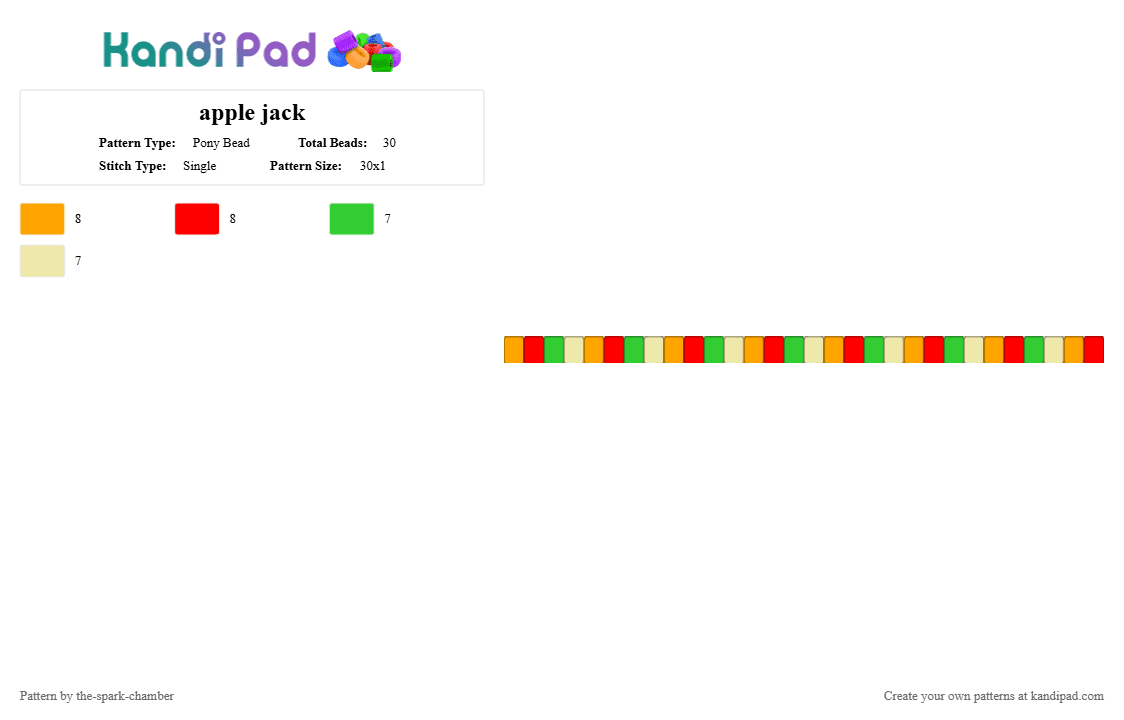 apple jack - Pony Bead Pattern by the-spark-chamber on Kandi Pad - orange,red