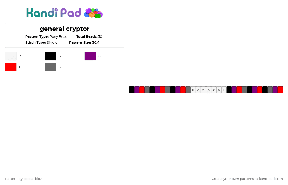 general cryptor - Pony Bead Pattern by the-spark-chamber on Kandi Pad - pink,red
