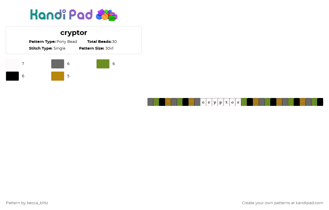 cryptor - Pony Bead Pattern by the-spark-chamber on Kandi Pad - gray,green