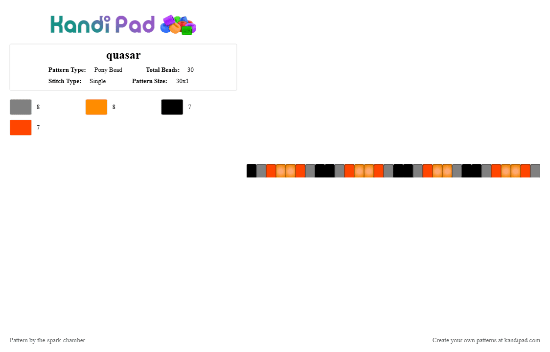 quasar - Pony Bead Pattern by the-spark-chamber on Kandi Pad - gray,orange,dark orange,black,glow in the dark,tf,oc,villain