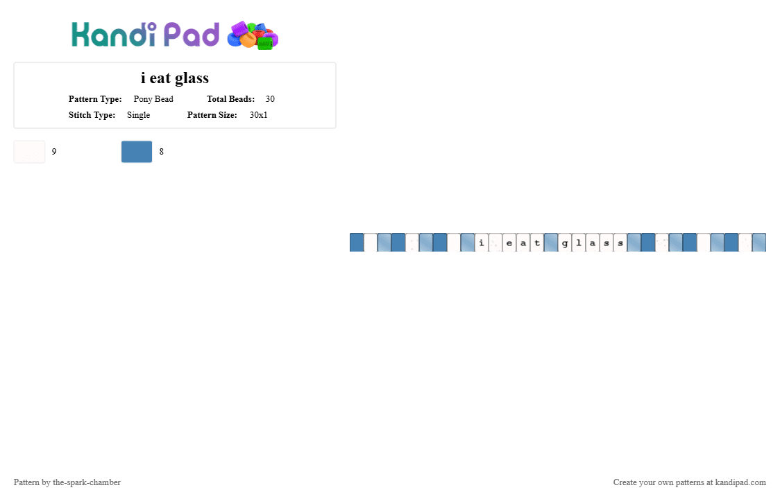 i eat glass - Pony Bead Pattern by the-spark-chamber on Kandi Pad - blue, white