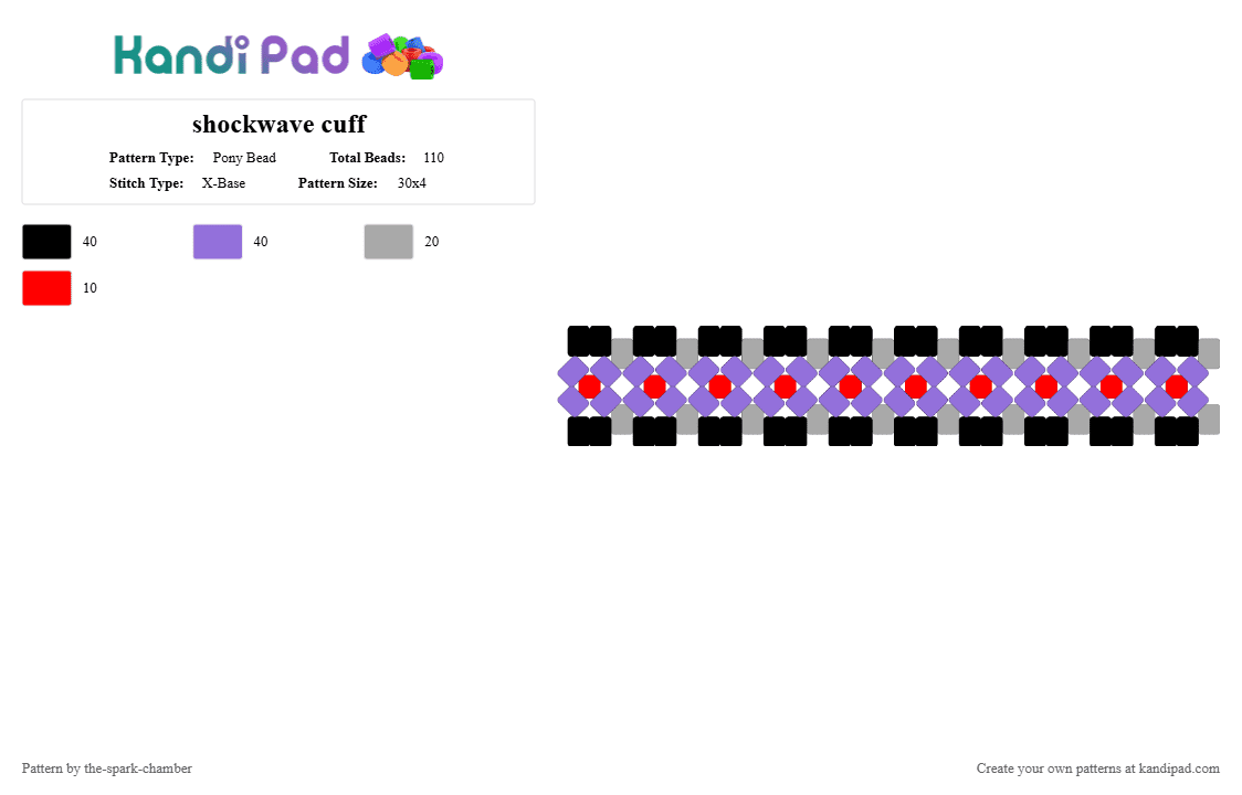 shockwave cuff - Pony Bead Pattern by the-spark-chamber on Kandi Pad - purple,red,black,gray,transformers,decepticon,villain