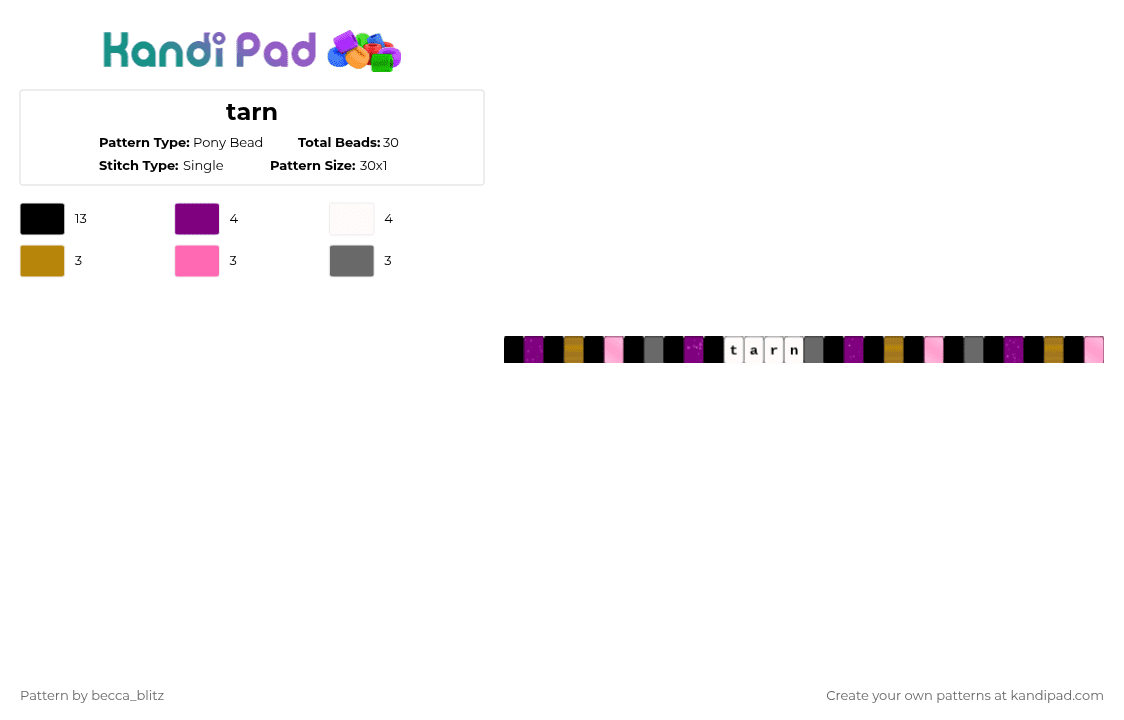 tarn - Pony Bead Pattern by the-spark-chamber on Kandi Pad - pink