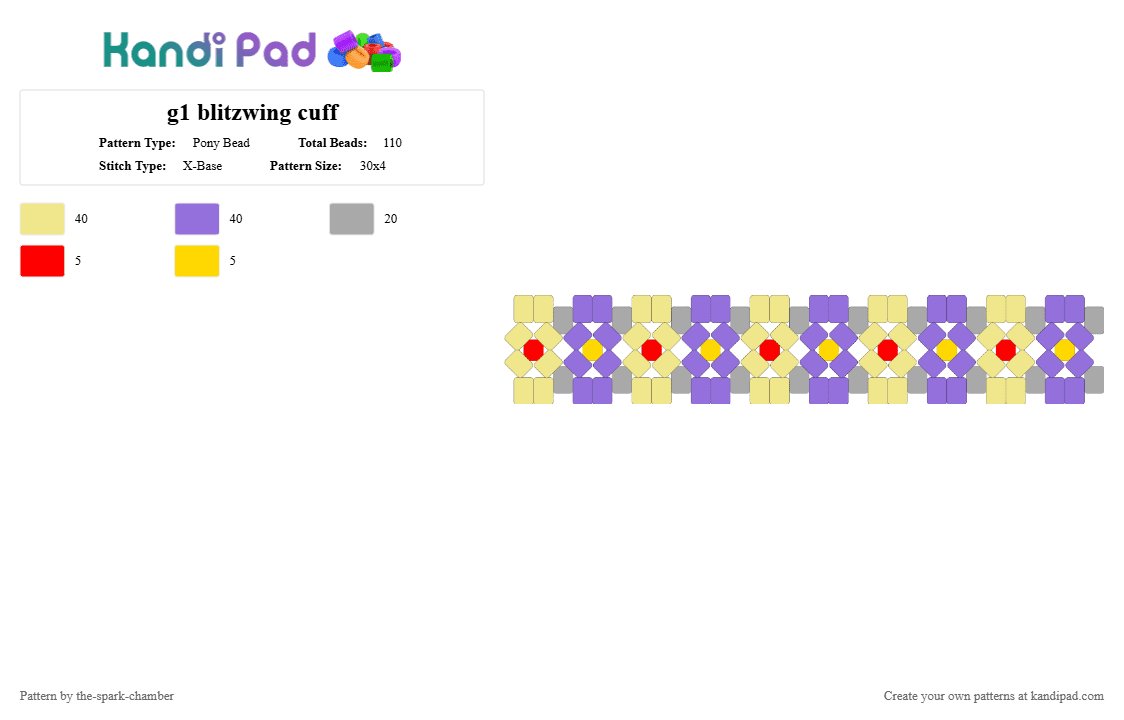 g1 blitzwing cuff - Pony Bead Pattern by the-spark-chamber on Kandi Pad - yellow,purple,pale,red,decepticon,triplechanger,villain
