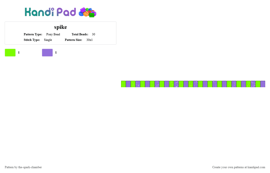 spike - Pony Bead Pattern by the-spark-chamber on Kandi Pad - green,purple