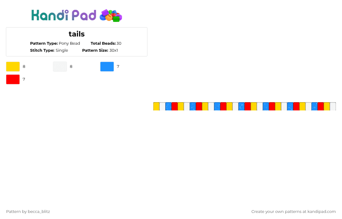 tails - Pony Bead Pattern by the-spark-chamber on Kandi Pad - yellow