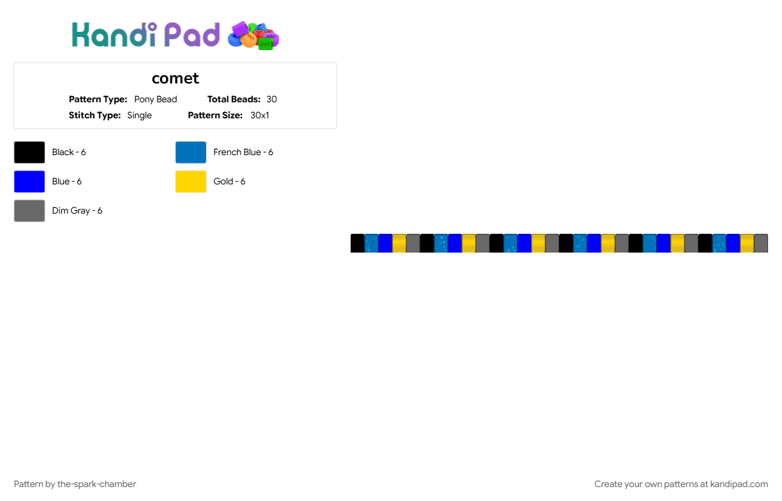 comet - Pony Bead Pattern by the-spark-chamber on Kandi Pad - blue, gray, purple, yellow