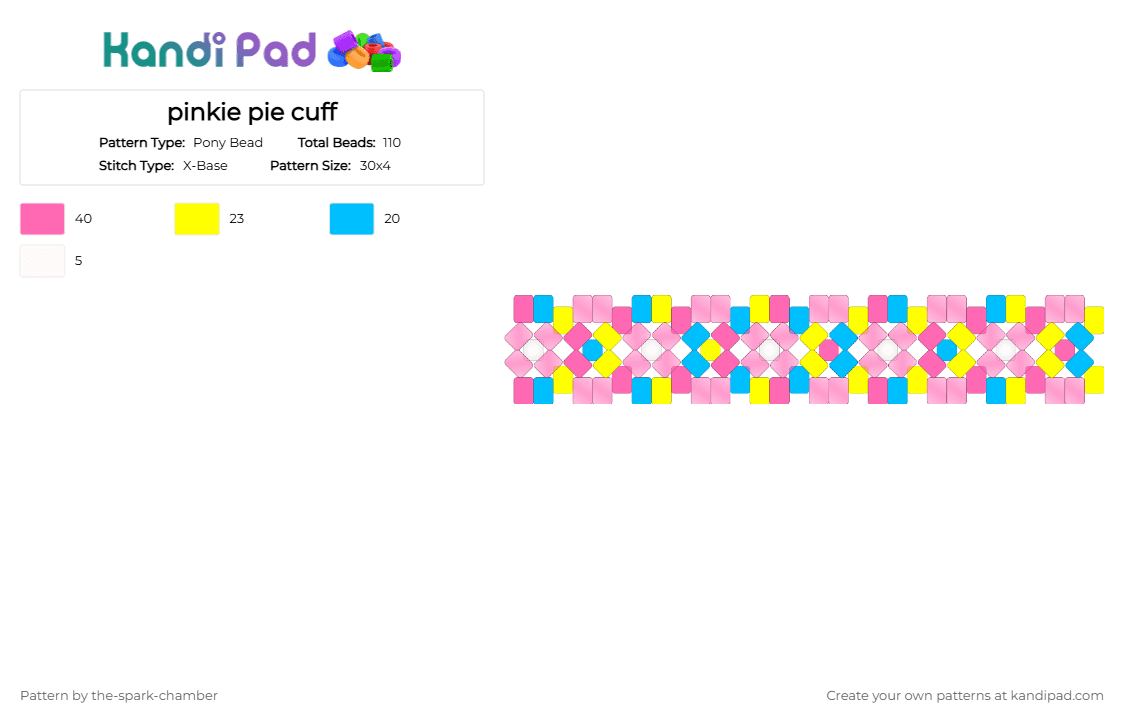 pinkie pie cuff - Pony Bead Pattern by the-spark-chamber on Kandi Pad - pink