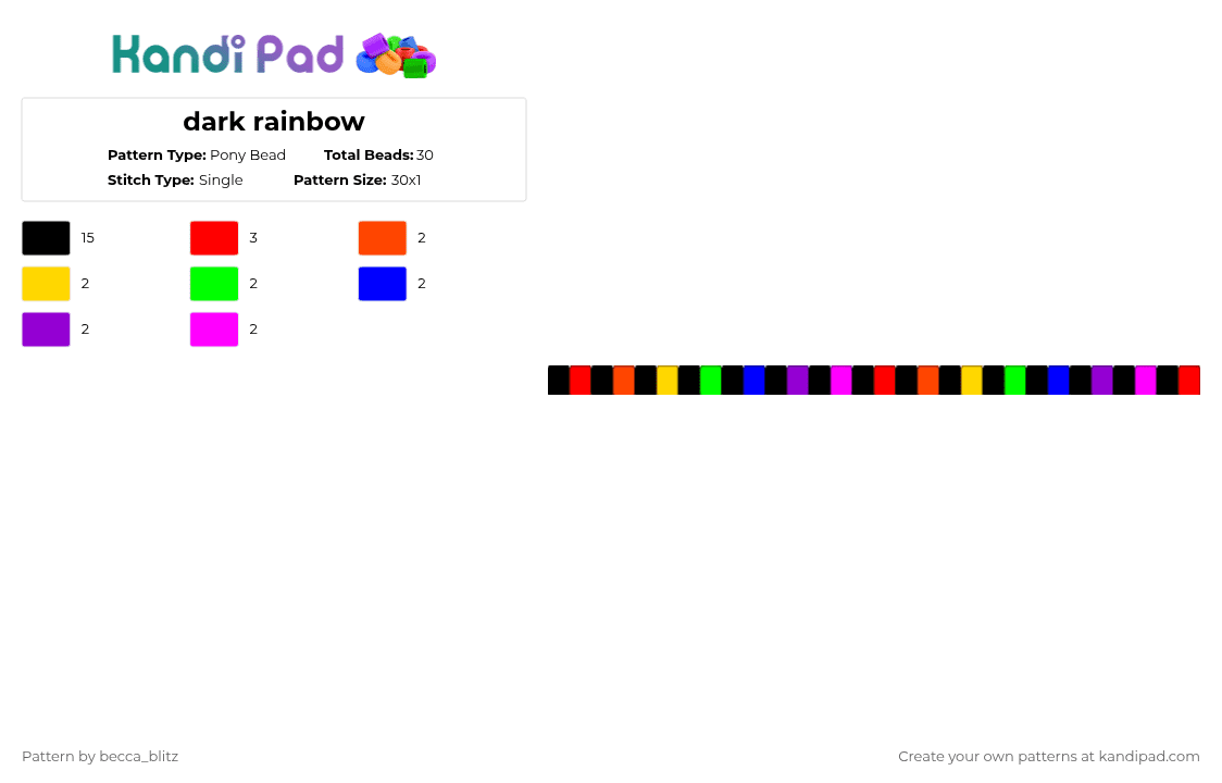 dark rainbow - Pony Bead Pattern by the-spark-chamber on Kandi Pad - black,red,purple