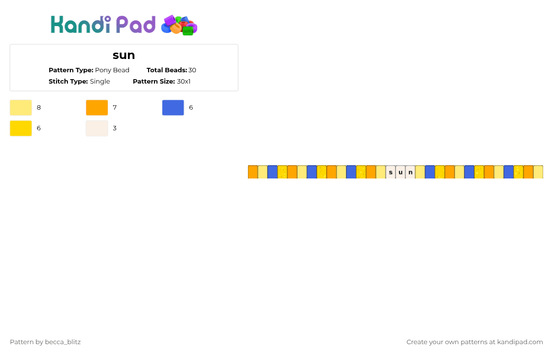 sun - Pony Bead Pattern by the-spark-chamber on Kandi Pad - yellow