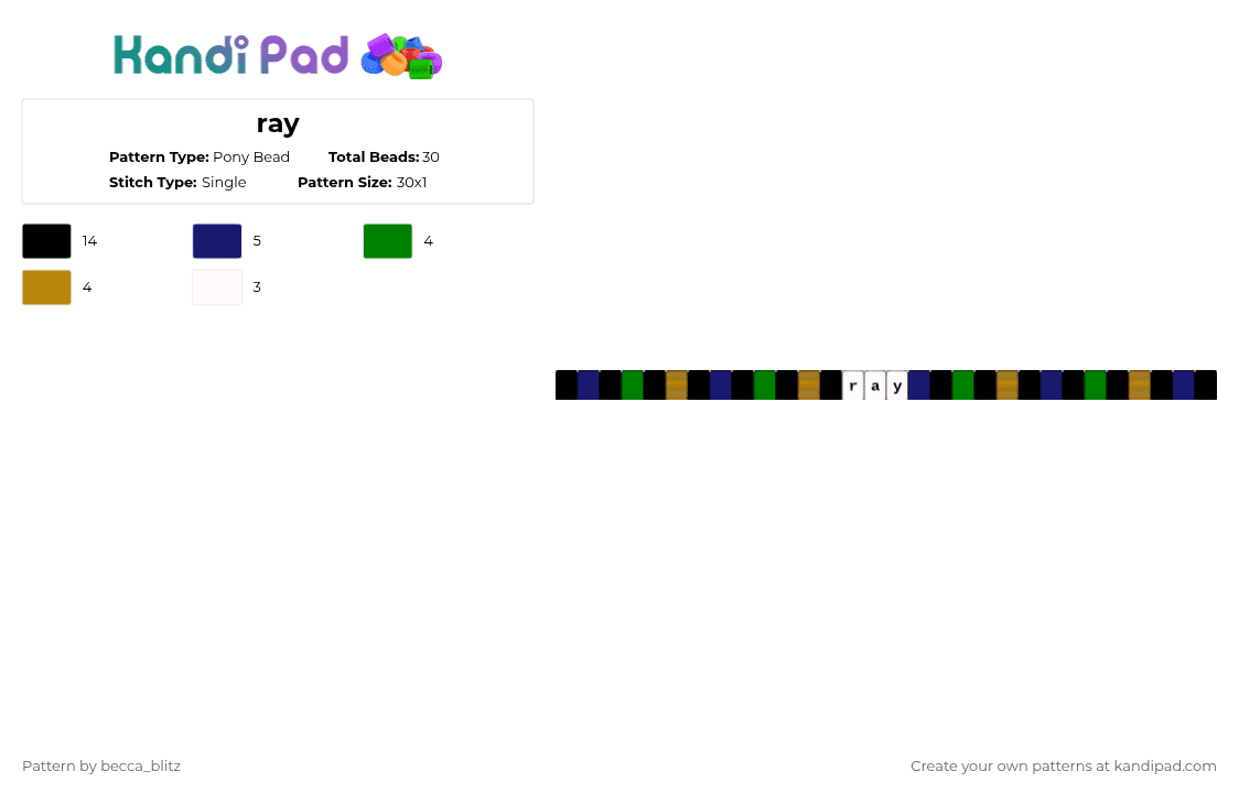 ray - Pony Bead Pattern by the-spark-chamber on Kandi Pad - purple