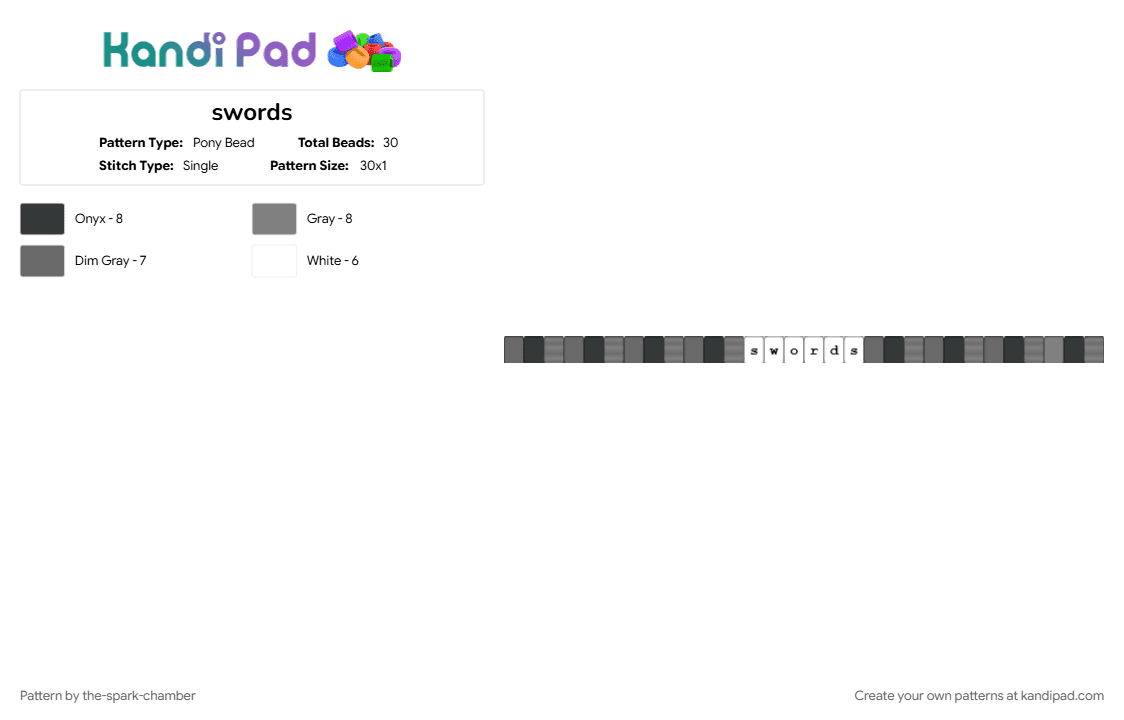 swords - Pony Bead Pattern by the-spark-chamber on Kandi Pad - gray, white