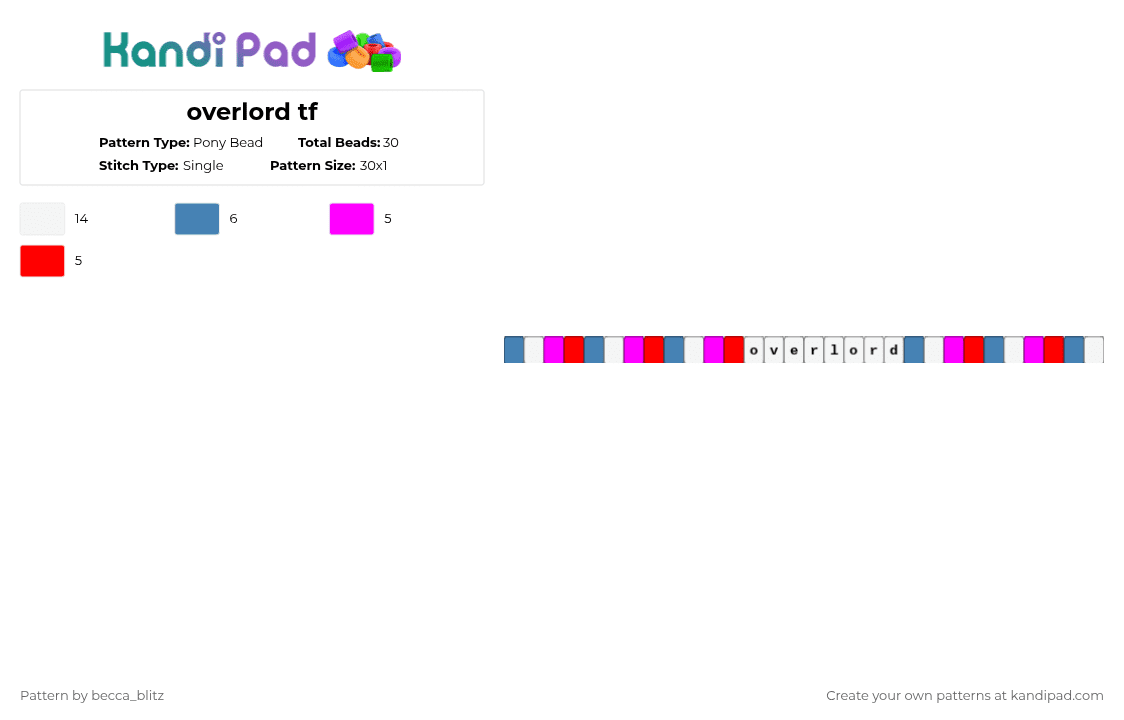 overlord tf - Pony Bead Pattern by the-spark-chamber on Kandi Pad - blue