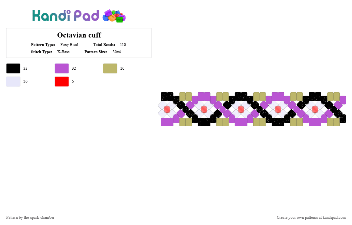 Octavian cuff - Pony Bead Pattern by the-spark-chamber on Kandi Pad - pink,beige