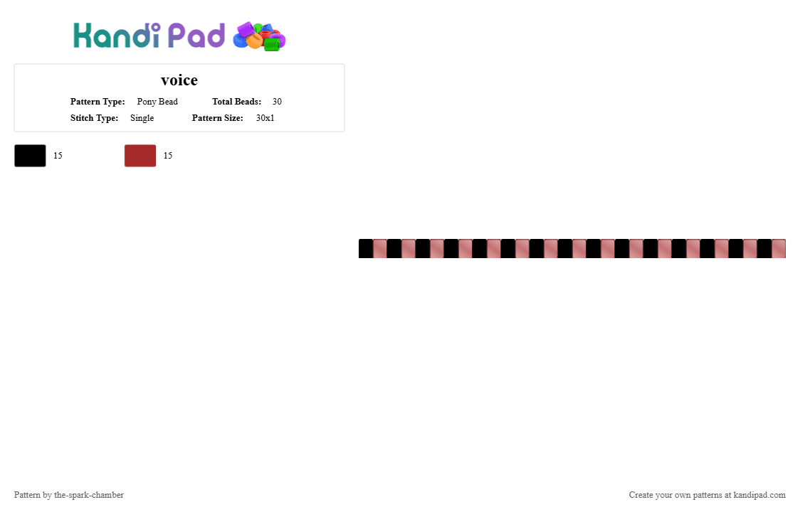voice - Pony Bead Pattern by the-spark-chamber on Kandi Pad - black,red