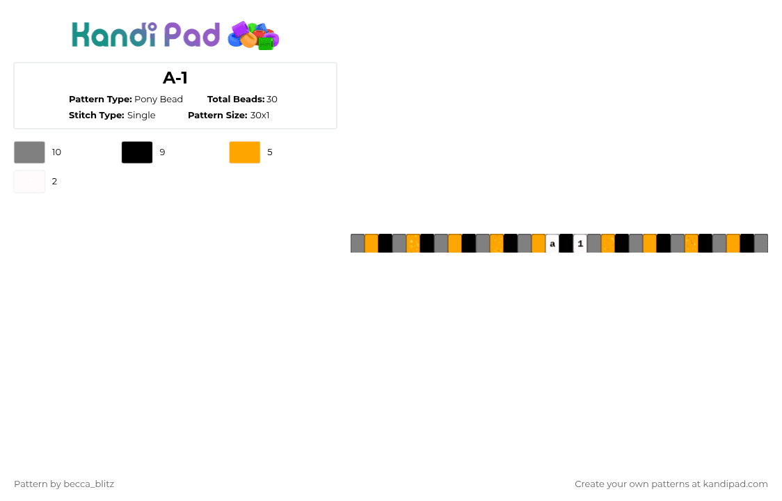 A-1 - Pony Bead Pattern by the-spark-chamber on Kandi Pad - gray,orange