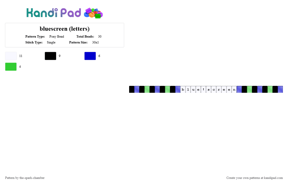 bluescreen (letters) - Pony Bead Pattern by the-spark-chamber on Kandi Pad - purple,green