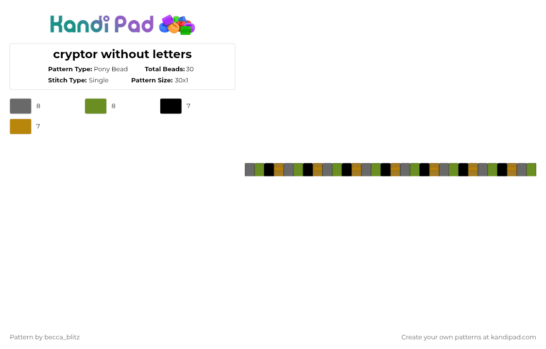 cryptor without letters - Pony Bead Pattern by the-spark-chamber on Kandi Pad - gray,green