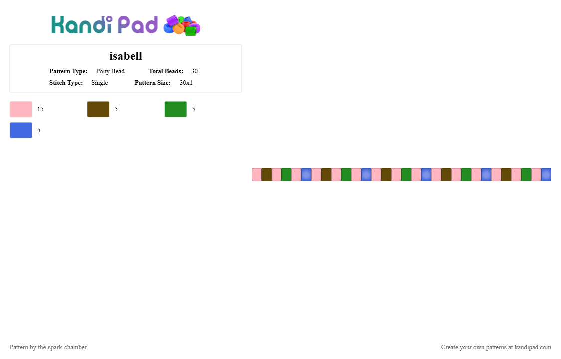 isabell - Pony Bead Pattern by the-spark-chamber on Kandi Pad - pink,oc