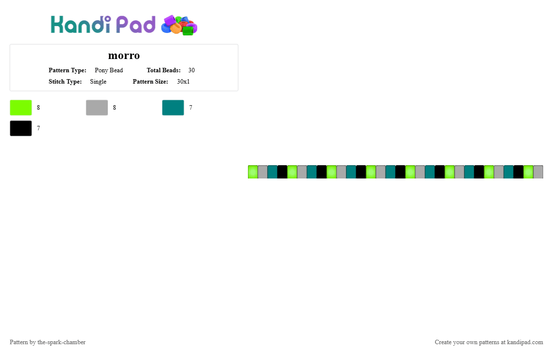 morro - Pony Bead Pattern by the-spark-chamber on Kandi Pad - green,beige,black,grey,teal,ninjago,villain,glow in the dark