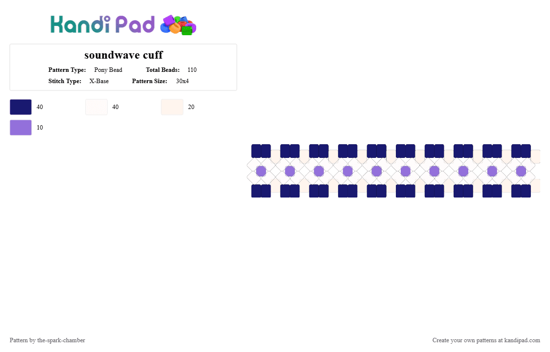 soundwave cuff - Pony Bead Pattern by the-spark-chamber on Kandi Pad - purple,white,blue,clear,decepticon,villain