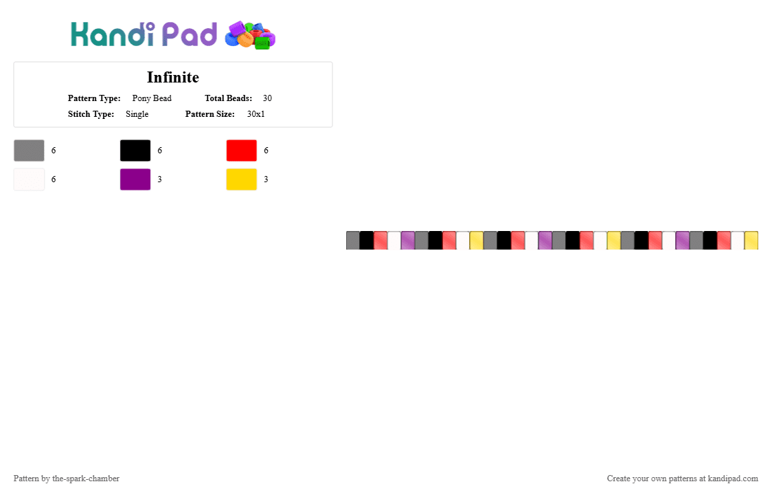 Infinite - Pony Bead Pattern by the-spark-chamber on Kandi Pad - gray,red
