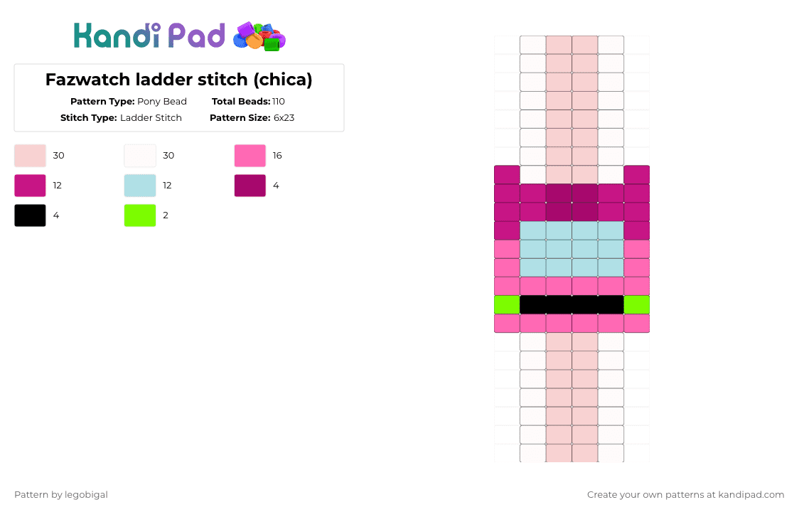 Fazwatch ladder stitch (chica) - Pony Bead Pattern by legobigal on Kandi Pad - beige,pink