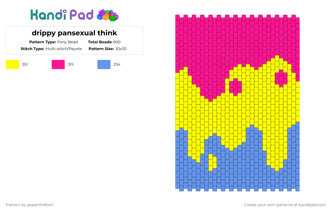 drippy pansexual think - Pony Bead Pattern by jasperthefox11 on Kandi Pad - pink, yellow