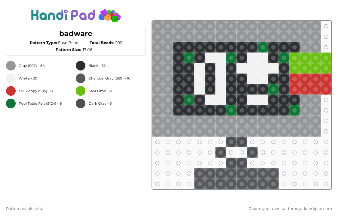 Badware Fuse Bead Pattern - Kandi Pad | Kandi Patterns, Fuse Bead ...