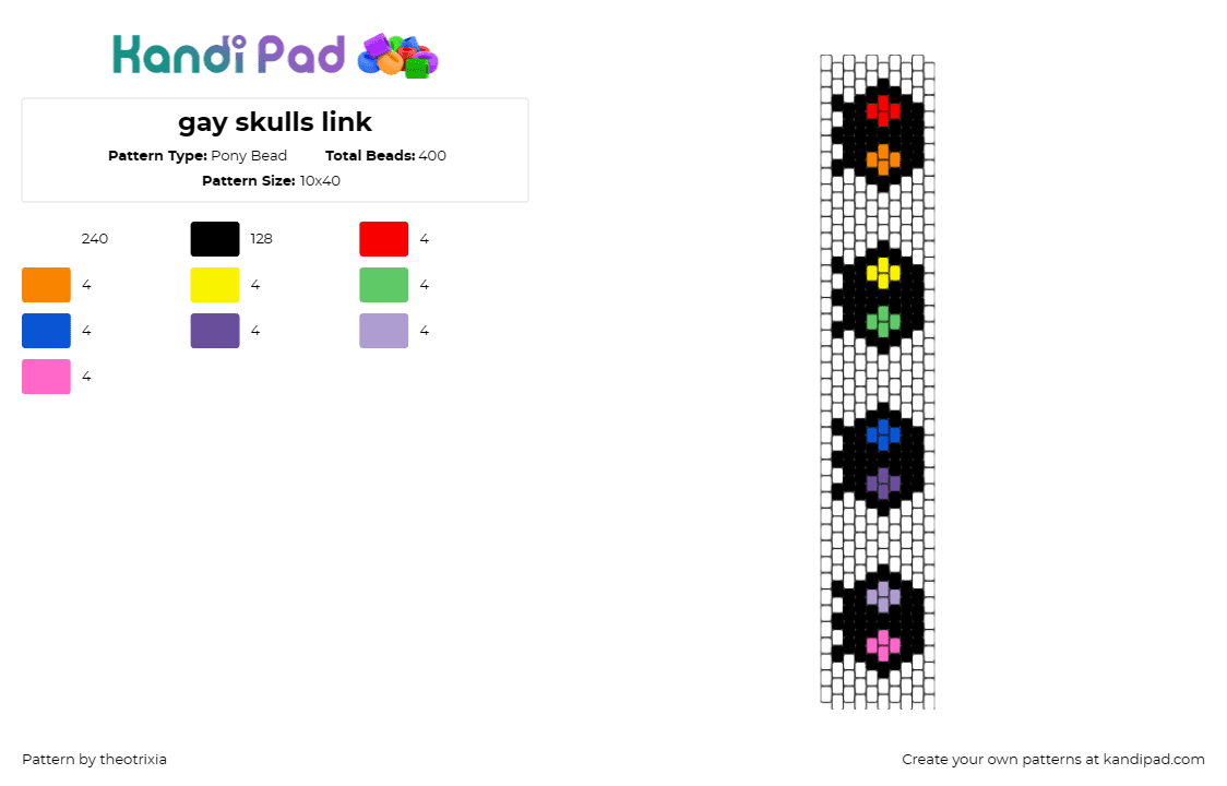 gay skulls link - Pony Bead Pattern by theotrixia on Kandi Pad - gay,pride,skulls,skeletons