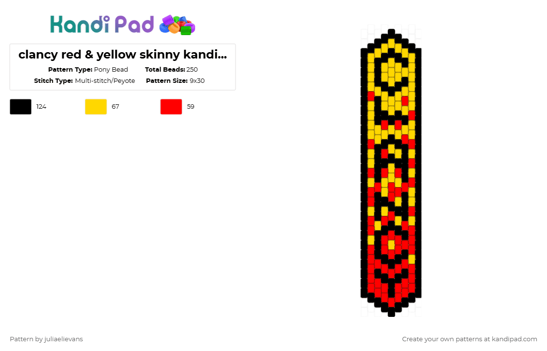 clancy red & yellow skinny kandi pattern - Pony Bead Pattern by juliaelievans on Kandi Pad - yellow,red,clancy,twenty one pilots