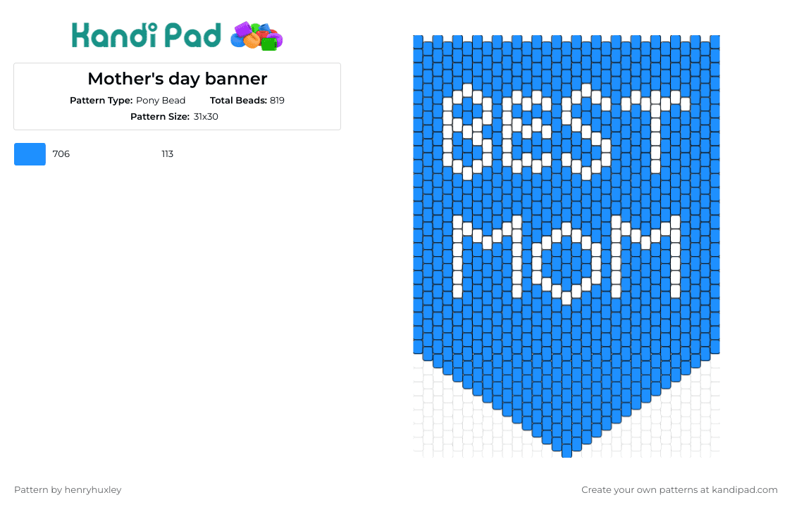 Mother\'s day banner - Pony Bead Pattern by henryhuxley on Kandi Pad - best mom,banner,text,mothers day,love,blue