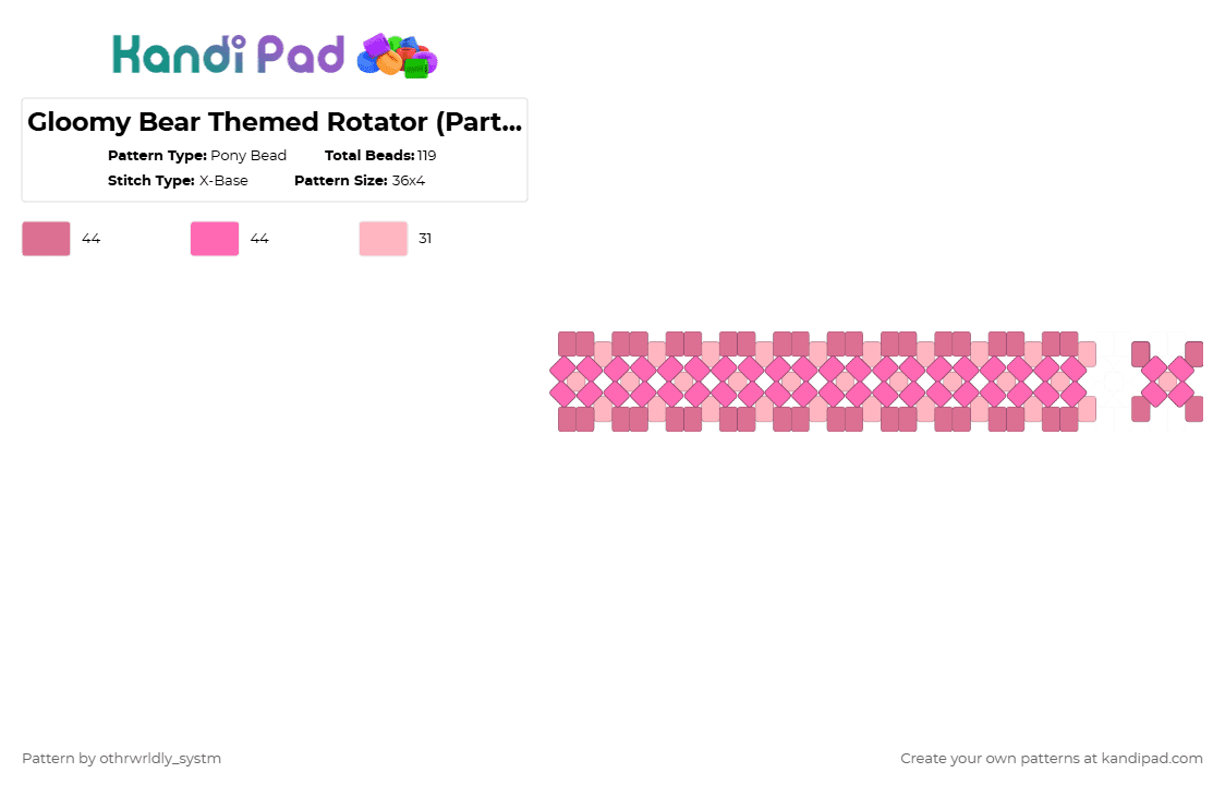 Gloomy Bear Themed Rotator (Part 2 Rotator) (Request) - Pony Bead Pattern by othrwrldly_systm on Kandi Pad - pink,gloomy bear,rotator,xbase,kawaii,cute