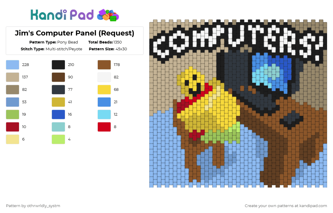 Jim\'s Computer Panel (Request) - Pony Bead Pattern by othrwrldly_systm on Kandi Pad - light blue,tan,yellow,beige,jims computer,roblox,horror,horror game,horror games,panel