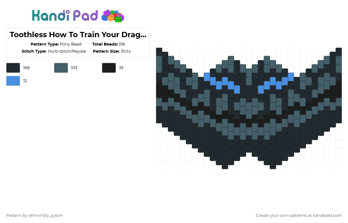 Toothless How To Train Your Dragon Sub-Zero Mask Pony Bead Pattern ...