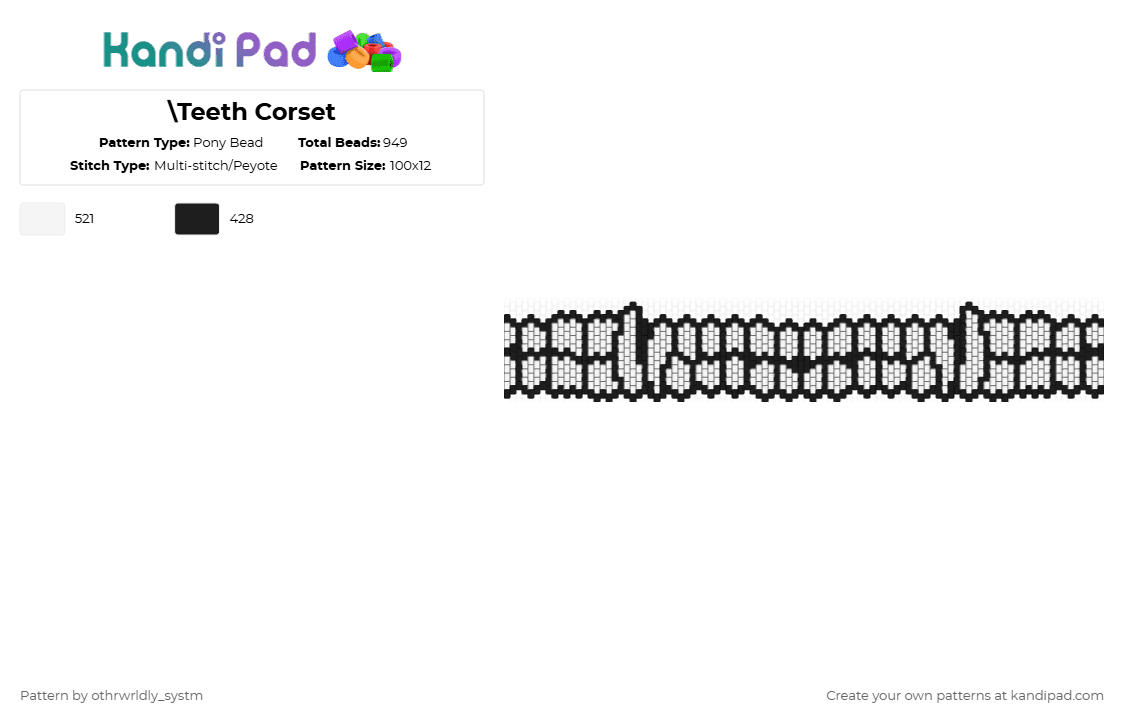 Teeth Corset - Pony Bead Pattern by othrwrldly_systm on Kandi Pad - black,white,teeth,corset,canine
