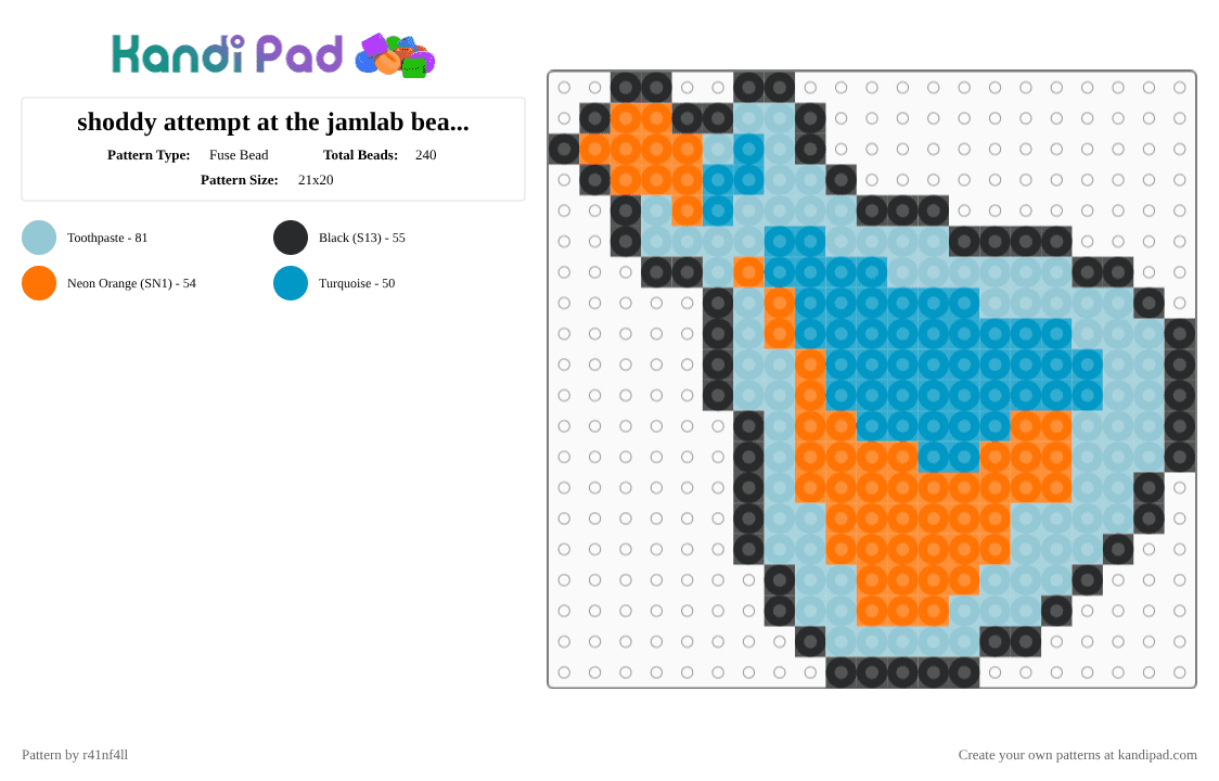 shoddy attempt at the jamlab beaker lolz - Fuse Bead Pattern by r41nf4ll on Kandi Pad - beaker, internet, jamlab, light blue, orange, scams, streamer, youtube, youtuber, zhot